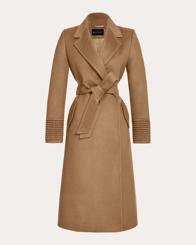 Shop Sentaler Women's Notched-collar Long Wrap Coat In Brown