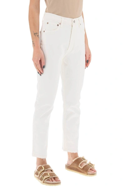 Shop Agolde Riley High-waisted Cropped Jeans In White