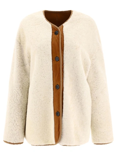 Shop Giovi Reversible Shearling Jacket In White