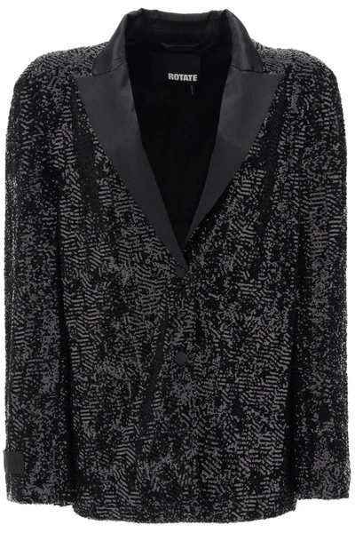 Shop Rotate Birger Christensen Rotate Oversized Sequin-studded Blazer In Black