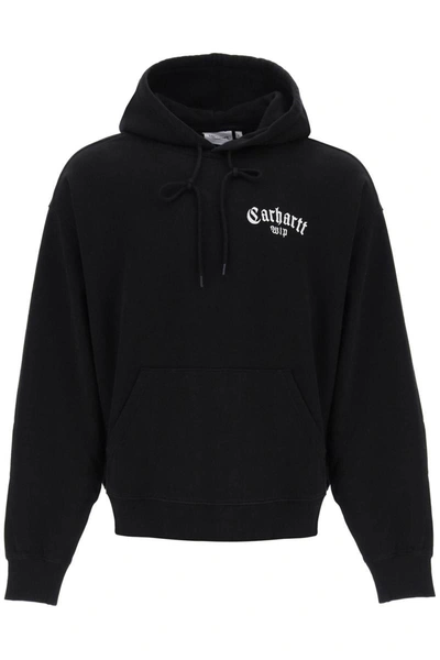 Shop Carhartt Wip Onyx Script Hoodie With Logo Embroidery In Black