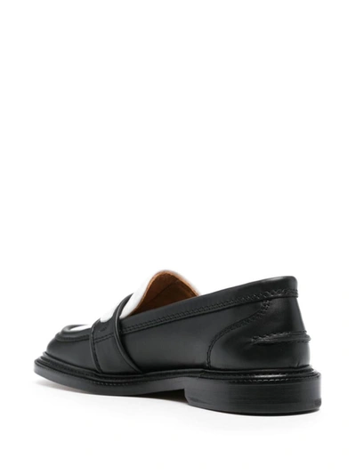 Shop Maison Kitsuné Bicolor Leather Loafers Shoes In Black