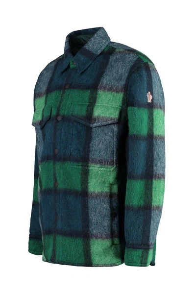 Shop Moncler Grenoble Waier Wool Overshirt In Blue