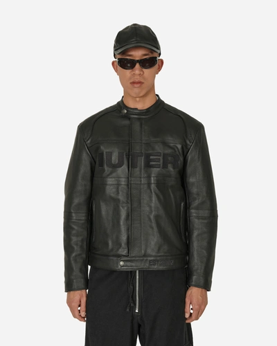 Shop Iuter Logo Leather Jacket In Black