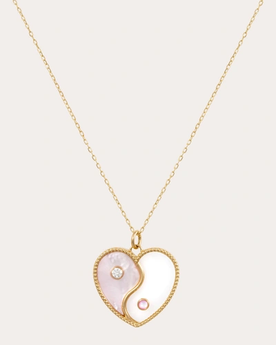 Shop L'atelier Nawbar Women's Yin Yang Heart Pendant Necklace In Pink/white