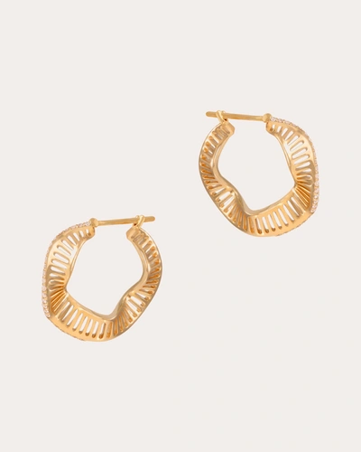 Shop L'atelier Nawbar Women's Small Gold Waves Hoop Earrings