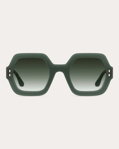 Shop Isabel Marant Women's Green Ely Hexagon Sunglasses