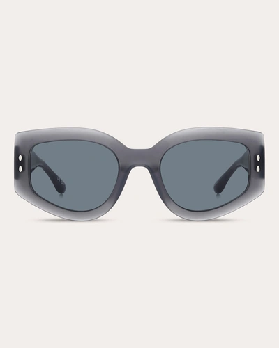 Shop Isabel Marant Women's Transparent Gray Squared Cat-eye Sunglasses In Grey