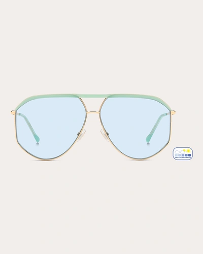Shop Isabel Marant Women's Goldtone & Pale Blue Aviator Sunglasses In Gold/green