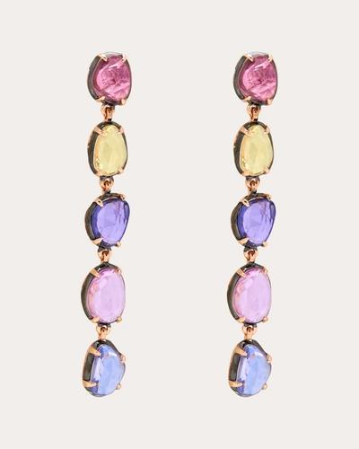 Shop Amrapali Women's Multicolor Sapphire & 18k Rose Gold Blossom Earrings In Pink