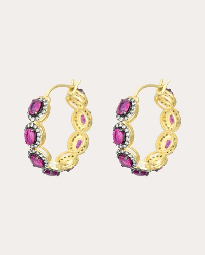 Shop Amrapali Women's Ruby & 18k Gold Mini Rajasthan Hoop Earrings In Pink