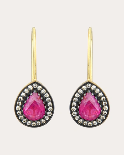 Shop Amrapali Women's Ruby & 18k Gold Mini Rajasthan Hook Drop Earrings In Pink