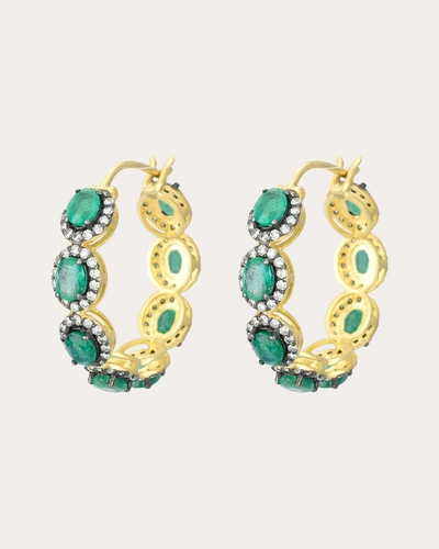 Shop Amrapali Women's Emerald & 18k Gold Mini Rajasthan Hoop Earrings In Green
