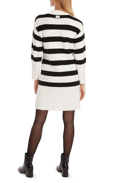 Shop Cache Coeur Deauville Long Sleeve Maternity/nursing Sweater Dress In Black/ White