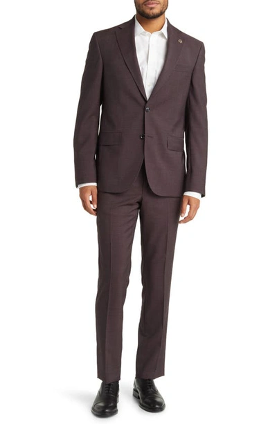 Shop Ted Baker Roger Extra Slim Fit Solid Wool Suit In Burgundy