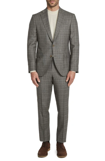 Shop Jack Victor Esprit Soft Constructed Plaid Wool Suit In Tan