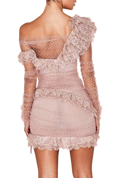 Shop House Of Cb Sorrel Tulle Asymmetric Minidress In Blush