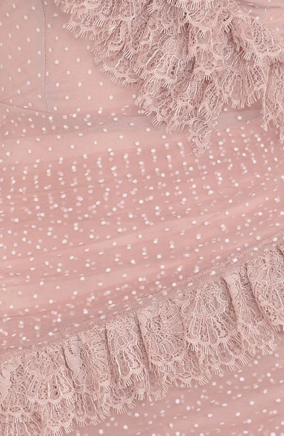 House Of Cb Sorrel Tulle Asymmetric Minidress In Blush