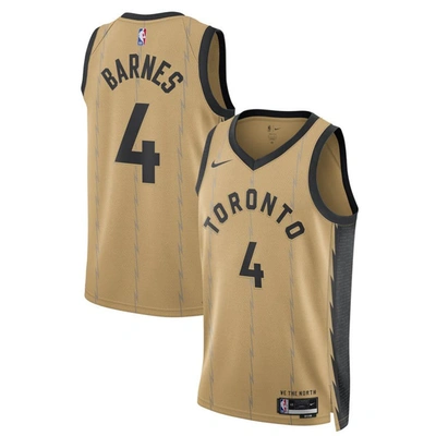 Shop Nike Unisex  Scottie Barnes Gold Toronto Raptors 2023/24 Swingman Jersey