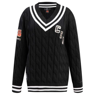 Shop Pro Standard Black Cincinnati Bengals Prep V-neck Pullover Sweater