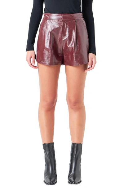 Shop Grey Lab Shiny Faux Leather Shorts In Burgundy