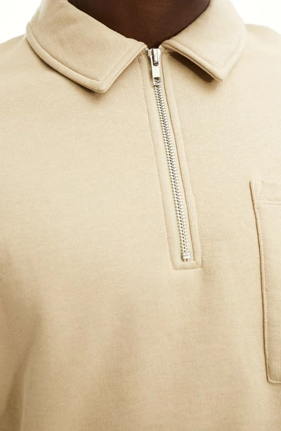 Shop Asos Design Oversize Half Zip Sweatshirt In Beige