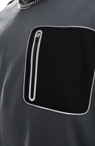 Shop Asos Design Oversize Zip Pocket Sweatshirt In Charcoal