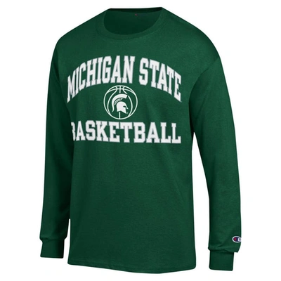Shop Champion Green Michigan State Spartans Basketball Icon Long Sleeve T-shirt