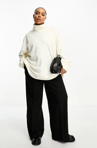 Shop Asos Design Curve Oversize Turtleneck Sweater In White