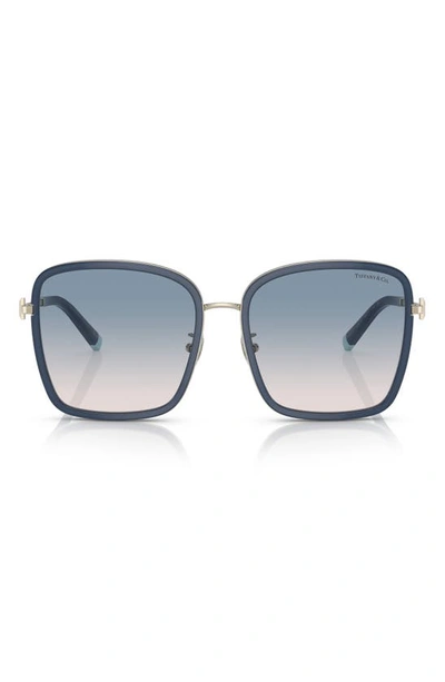 Shop Tiffany & Co 59mm Gradient Square Sunglasses In Opal Blue