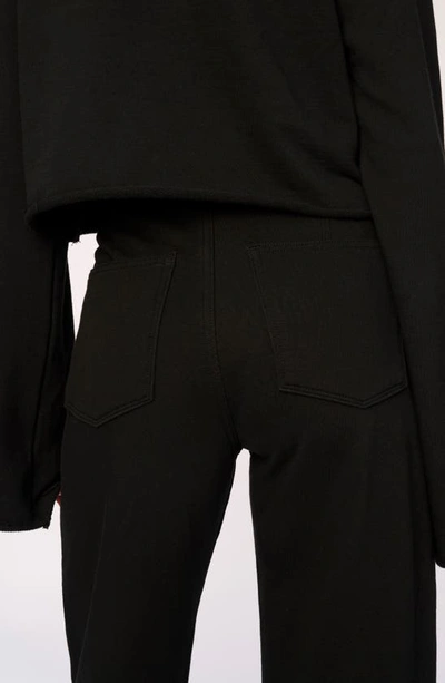 Shop Dl1961 Hepburn High Waist Wide Leg Cotton French Terry Pants In Black (ultimate Knit)