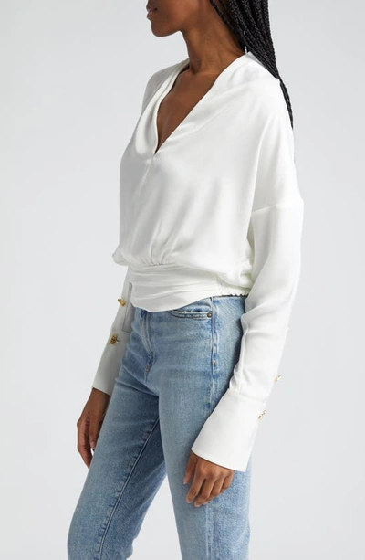 Shop Ramy Brook Kimber Pleated Shoulder Crop Blouse In Ivory