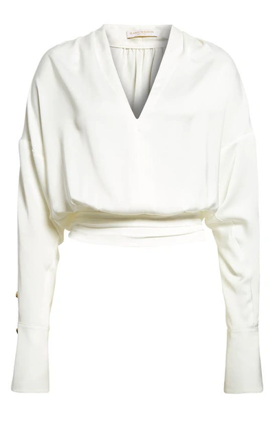 Shop Ramy Brook Kimber Pleated Shoulder Crop Blouse In Ivory