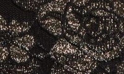 Shop Ramy Brook Mae Metallic Long Sleeve Stretch Lace Mini Shirtdress In Black/gold Floral Lurex Lace
