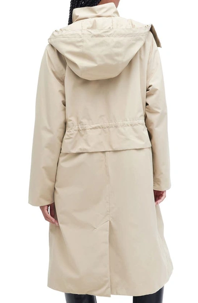 Shop Barbour Lotte Hooded Waterproof Trench Coat In Light Fawn/ Muted