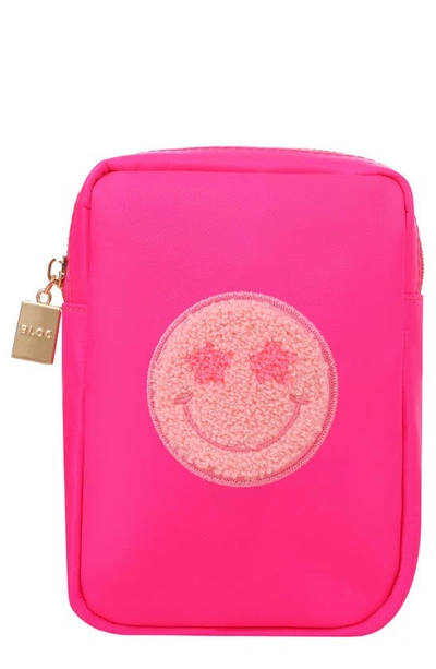 Shop Bloc Bags Mini Smiley Cosmetics Bag In Hot Pink