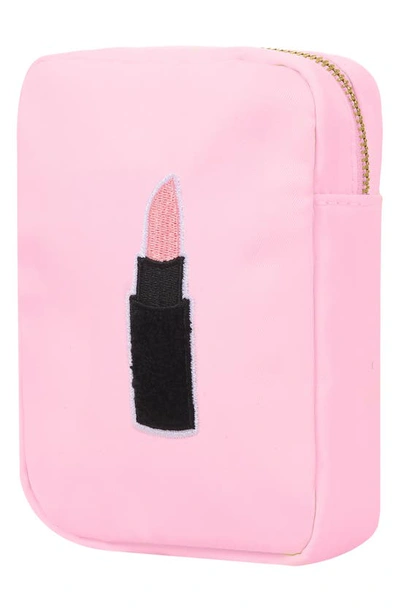 Shop Bloc Bags Mini Lipstick Cosmetics Bag In Baby Pink