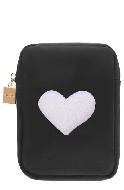 Shop Bloc Bags Mini Heart Cosmetics Bag In Black/ White