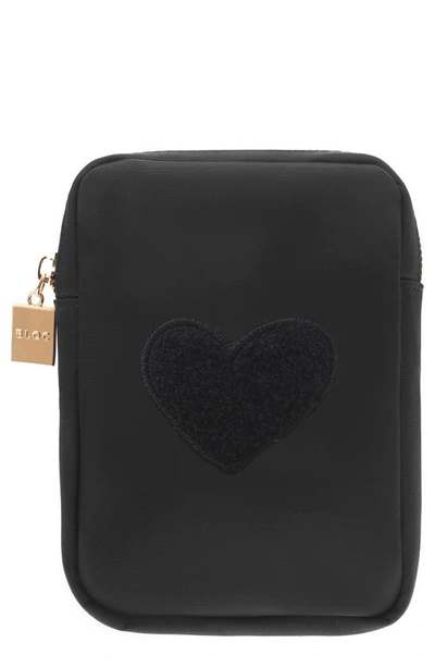 Shop Bloc Bags Mini Heart Cosmetics Bag In Black/ Black