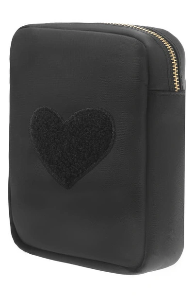 Shop Bloc Bags Mini Heart Cosmetics Bag In Black/ Black