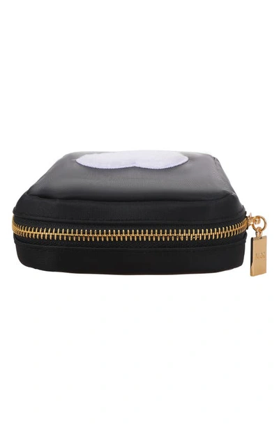 Shop Bloc Bags Mini Heart Cosmetics Bag In Black/ White