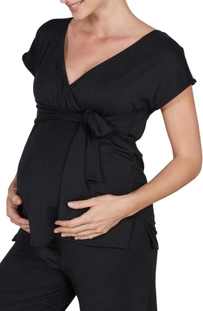Shop Cache Coeur Origin Maternity/nursing Pajama Top In Black
