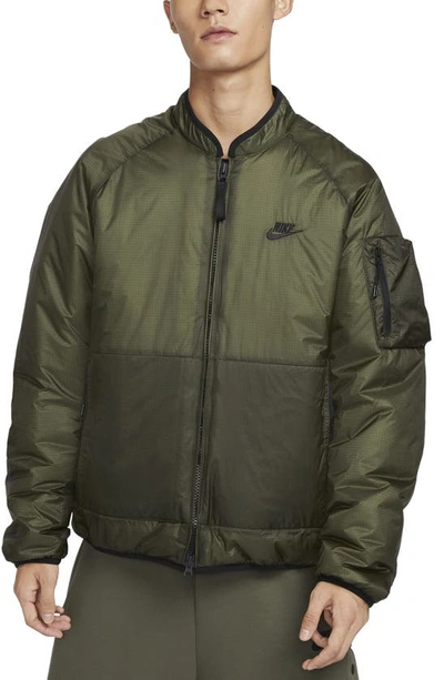 Shop Nike Therma-fit Tech Jacket In Cargo Khaki/ Black