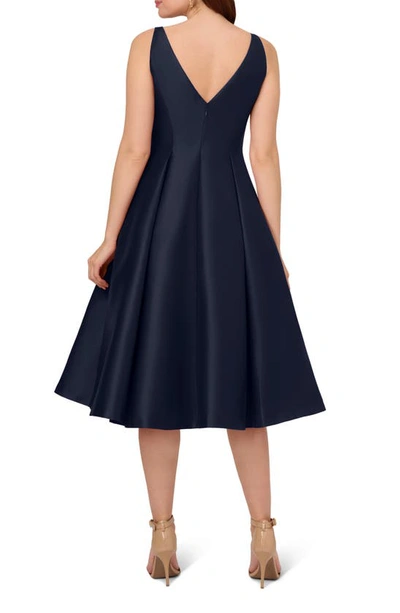 Adrianna Papell Boat-neck A-line Dress In Midnight