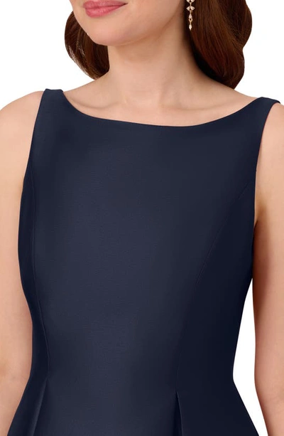 Adrianna Papell Boat-neck A-line Dress In Midnight