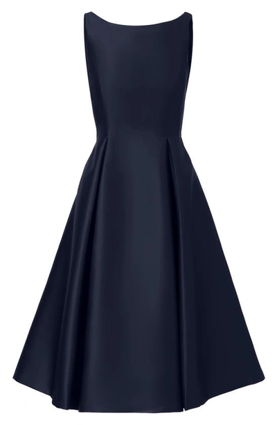 Adrianna Papell Boat-neck A-line Dress In Midnight