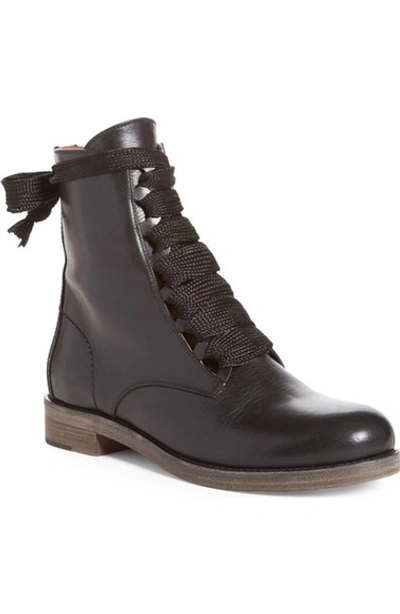 Shop Chloé 'harper' Lace Up Boot (women) In Black Leather