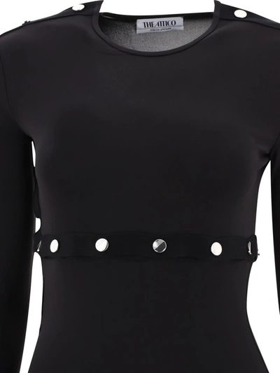 Shop Attico The  Studded Asymmetric Dress In Black