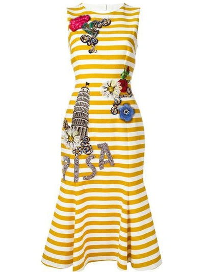 Shop Dolce & Gabbana Embellished Striped Dress
