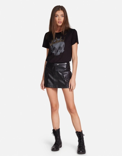 Lauren Moshi Wolf Diamond Royal Skull In Black